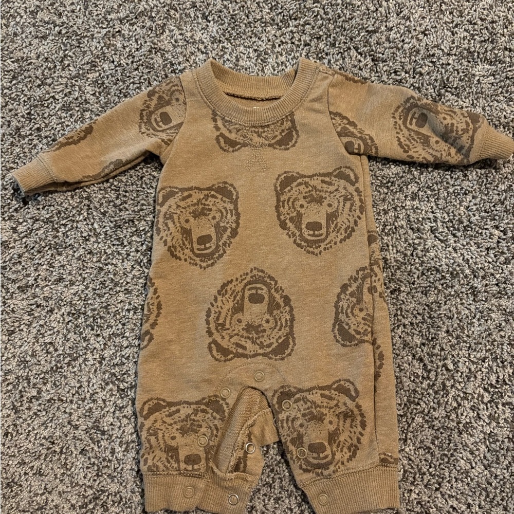 Brown Bear Print Kids One Piece